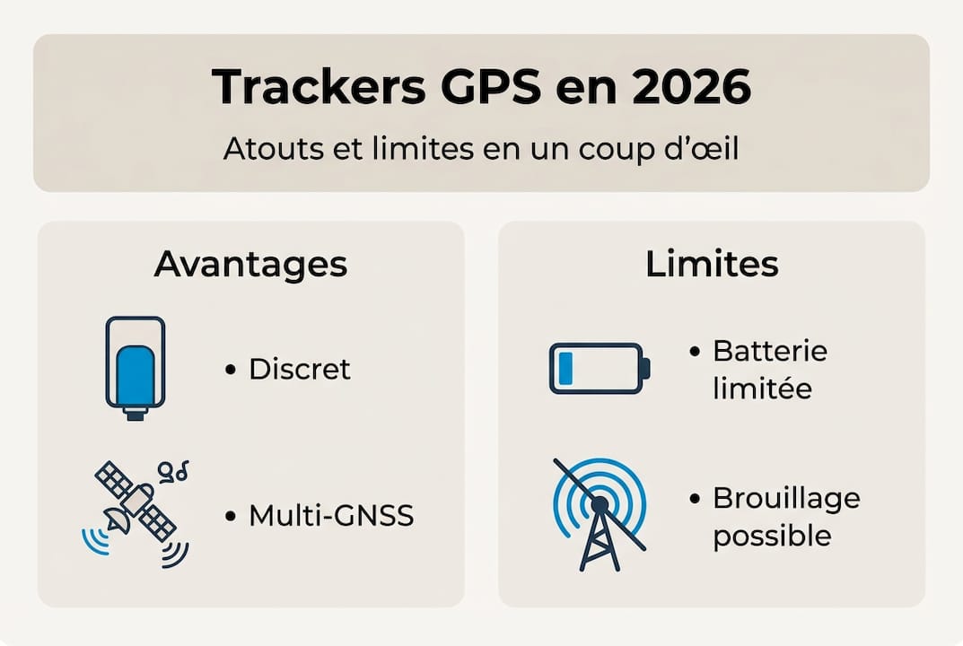 Infographie : forces et faiblesses des balises GPS en 2026