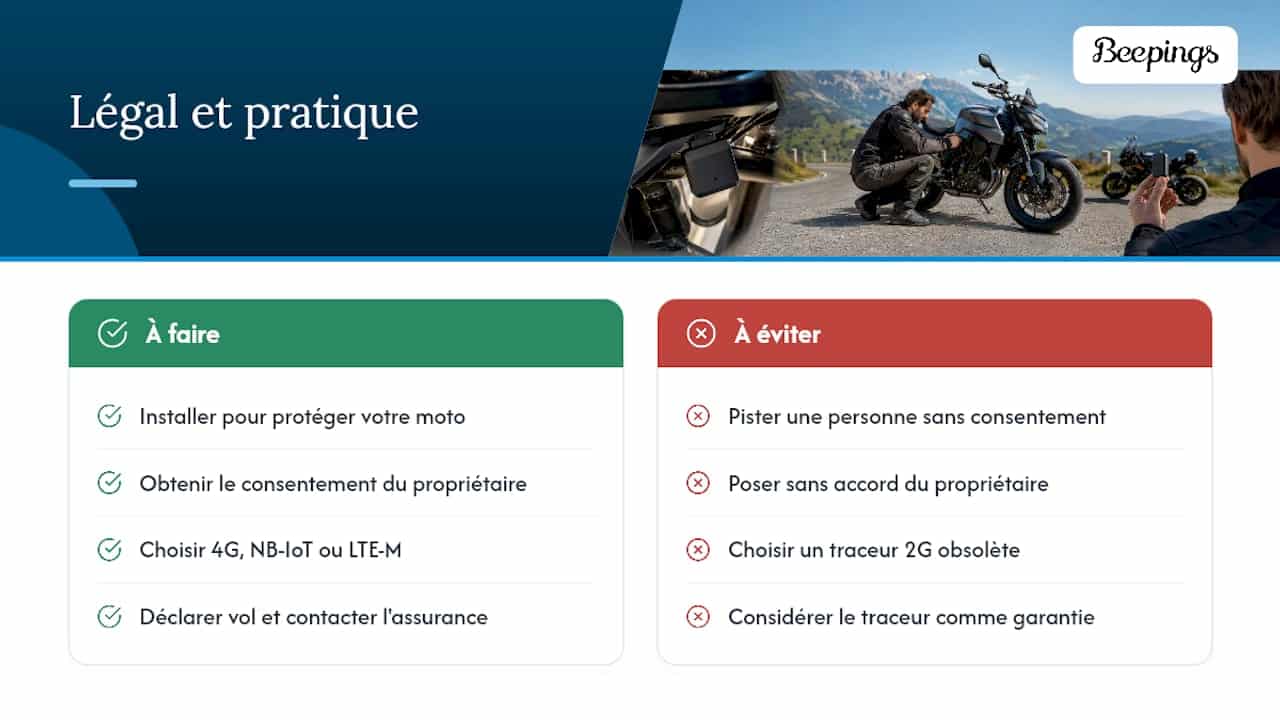 Que dit la loi sur l'installation d'un traceur GPS sur sa propre moto ? — overview diagram